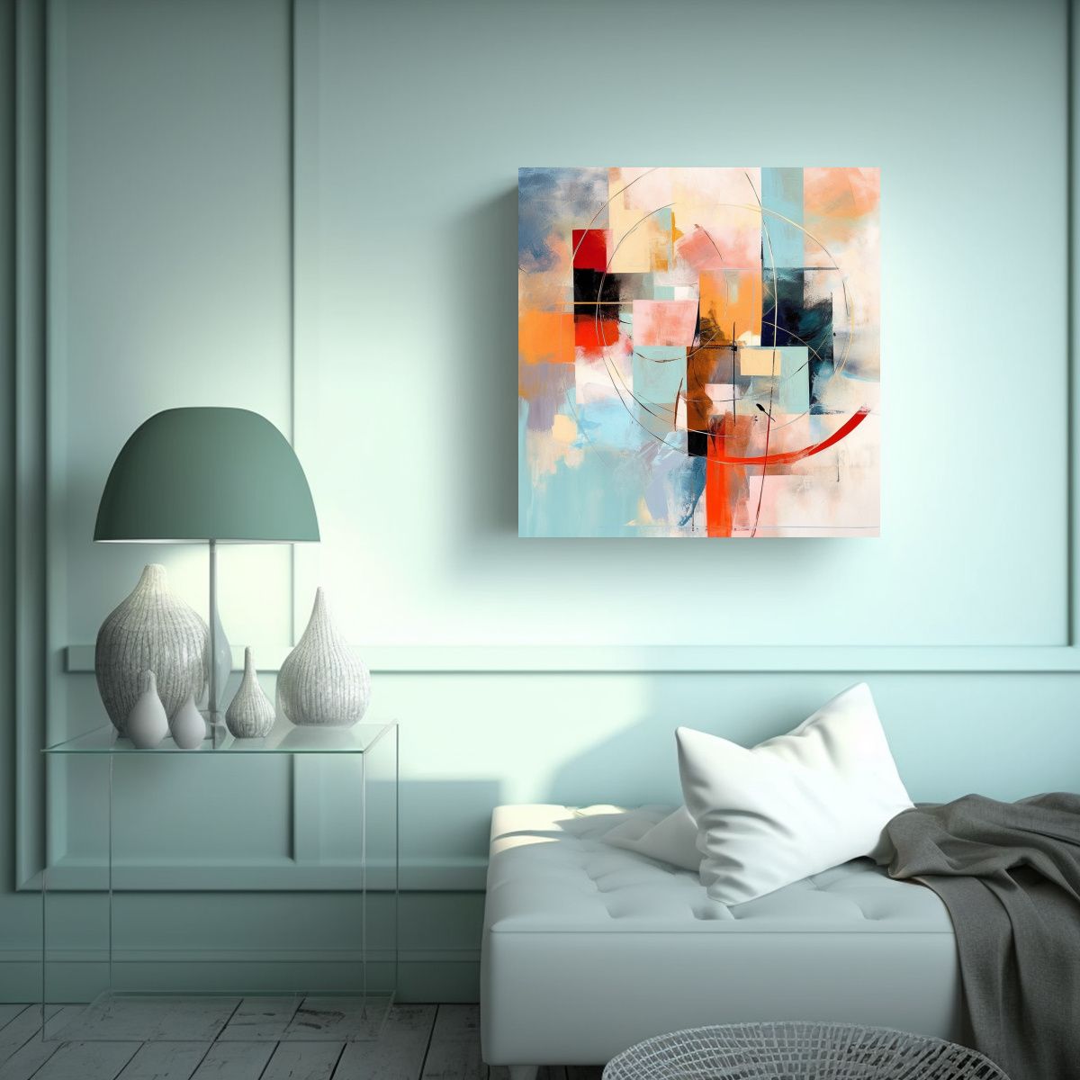 GENERICO - Pintura Abstracta Moderna Colores Lienzo 90x90 Cm