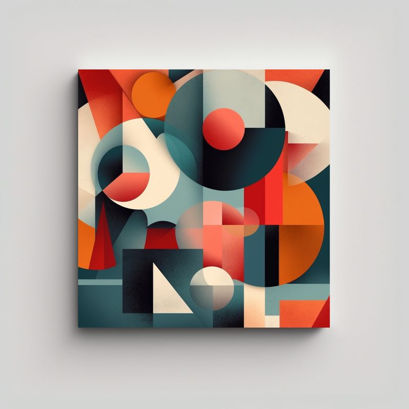 GENERICO - Pintura Decorativa Floral Abstracta Con Formas 70x70 Cm