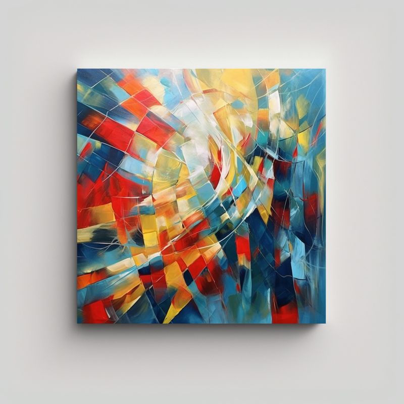 GENERICO - Pintura Abstracta De Alta Resolución Con Líneas 80x80 Cm