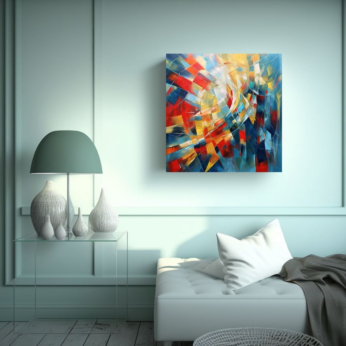 GENERICO - Pintura Abstracta De Alta Resolución Con Líneas 60x60 Cm