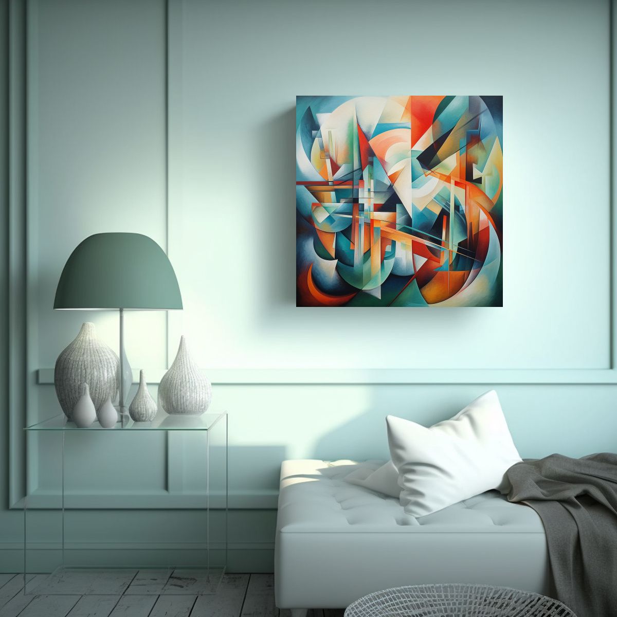 GENERICO - Cuadro Abstracto Urbano Abstracción 90x90 Cm