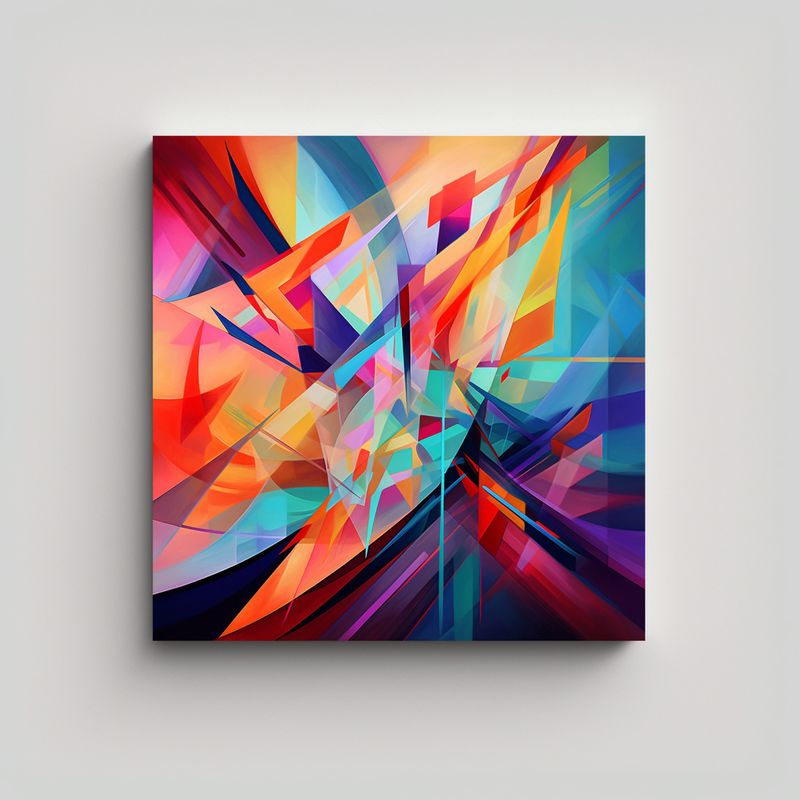 GENERICO - Cuadros Abstractos Coloridos Con Líneas Finas Y 60x60 Cm