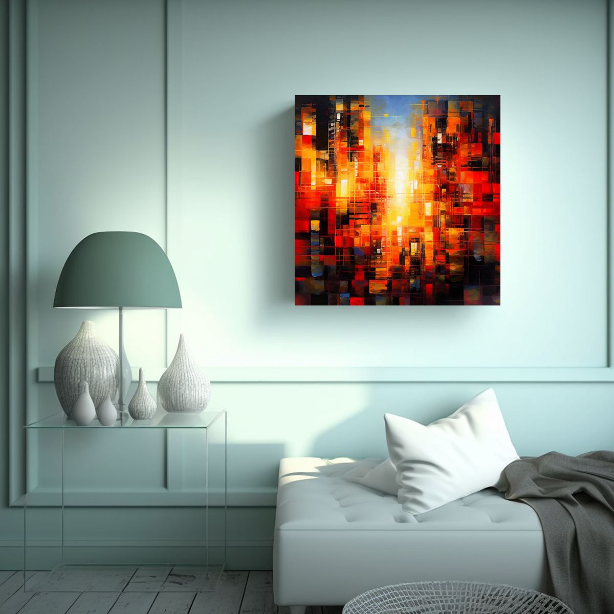 GENERICO - Tela En Bastidor Hermoso Armonía De Colores Con 50x50 Cm