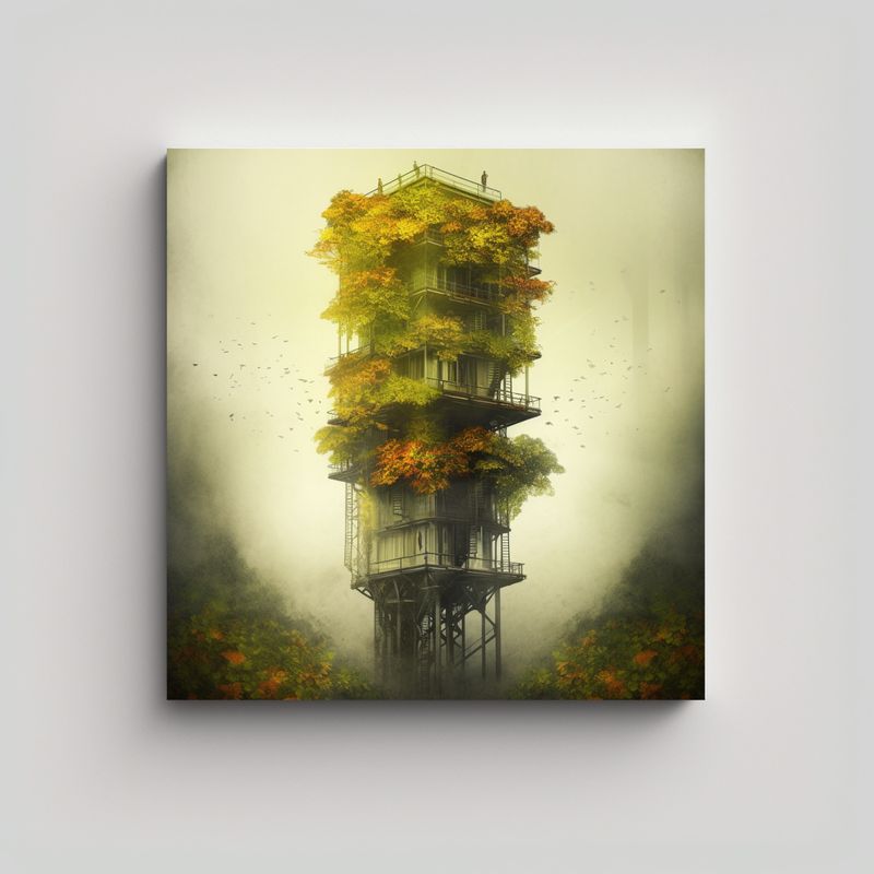 GENERICO - Lienzo De Tela Con Hojas De árbol En Alta 60x60 Cm