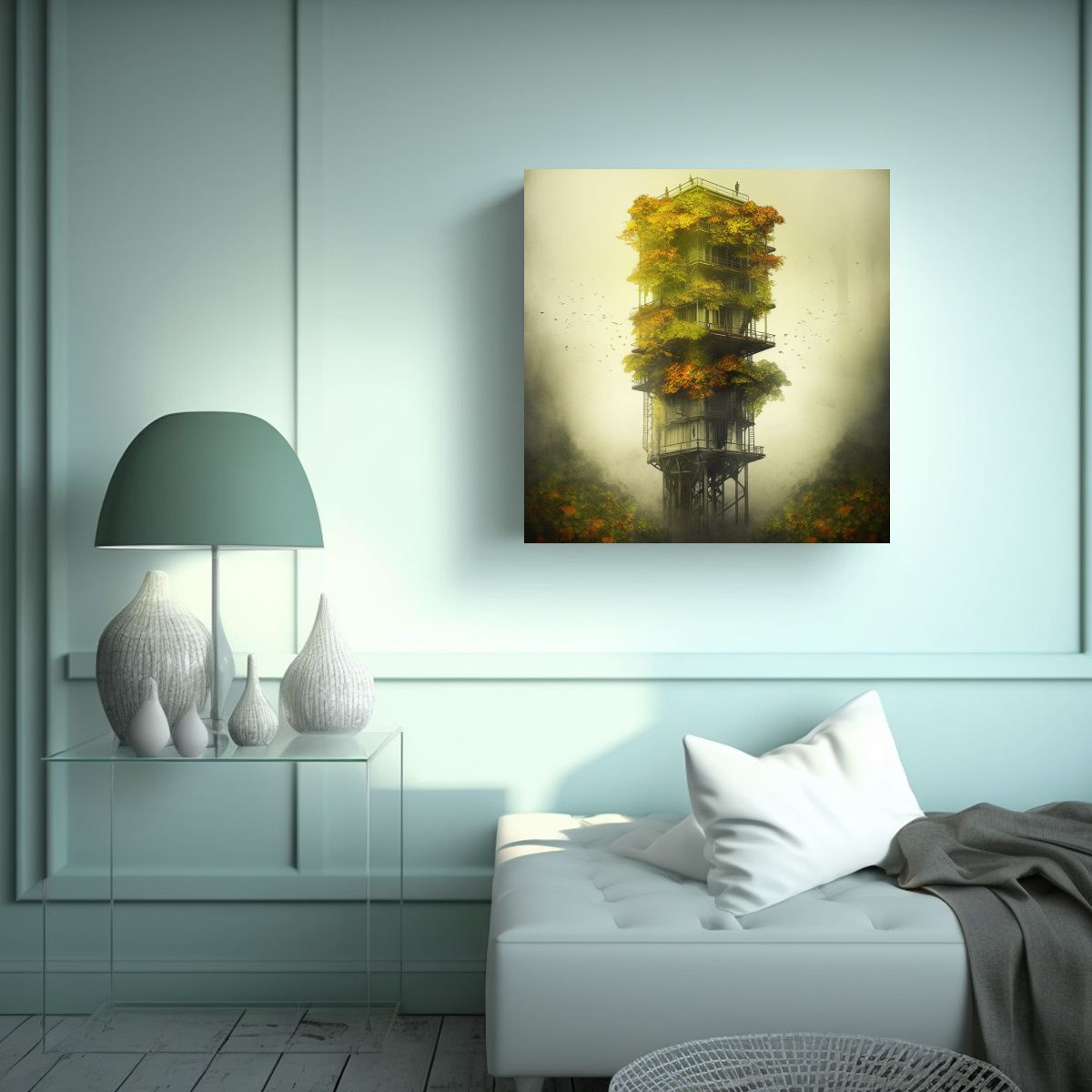 GENERICO - Lienzo De Tela Con Hojas De árbol En Alta 70x70 Cm