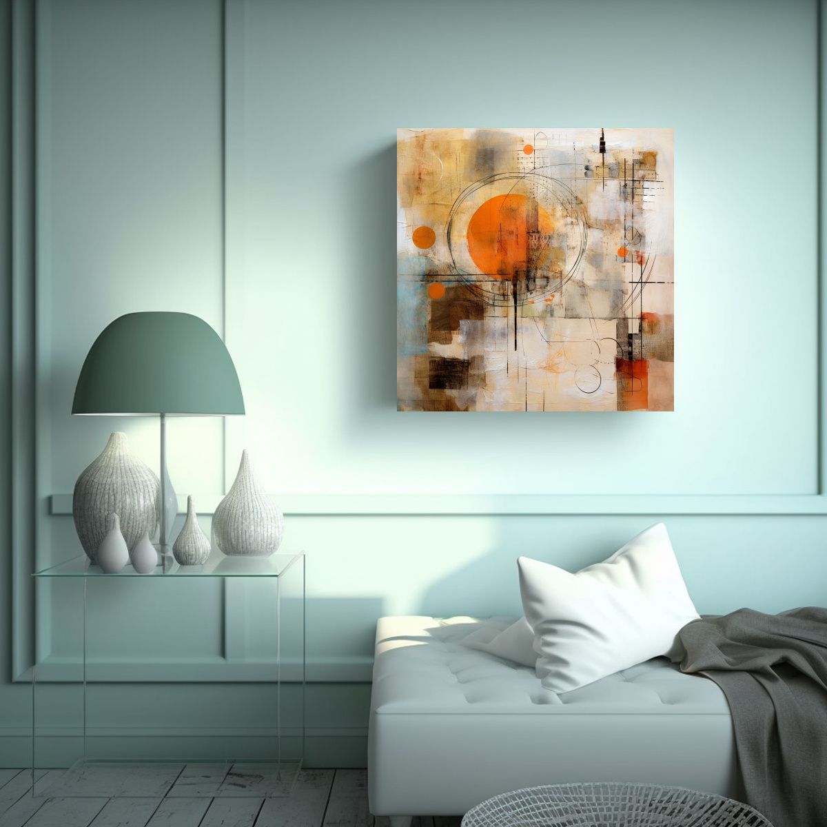 GENERICO - Pintura Abstracta Elegante En Lienzo De Tela 70x70 Cm