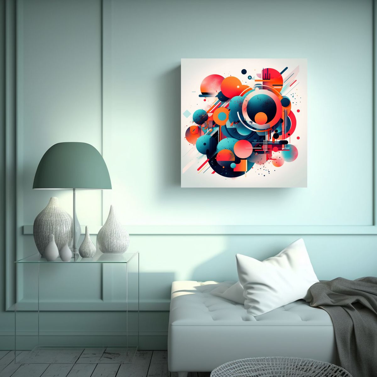GENERICO - Cuadro Abstracto De Formas Audaces Y Dinámicas 60x60 Cm