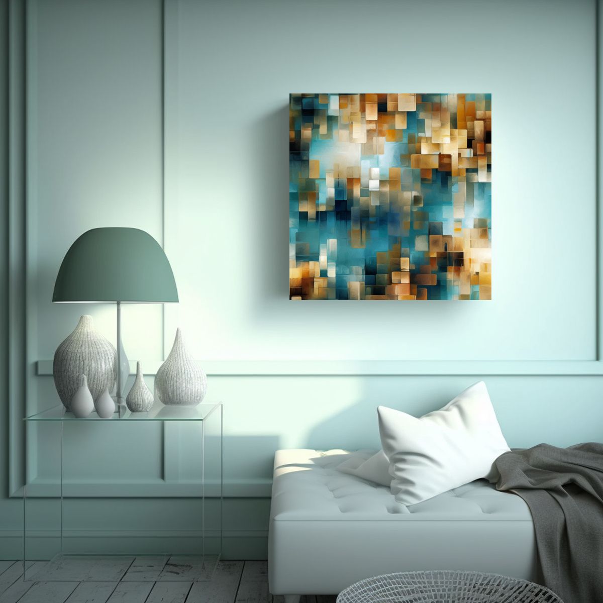 GENERICO - Pintura Abstracta En Bastidor De Madera 80x80 Cm