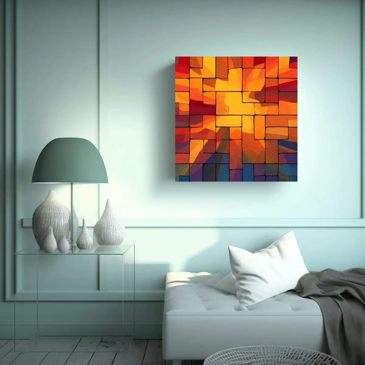GENERICO - Pintura Decorativa Con Diseño De Mosaico 70x70 Cm