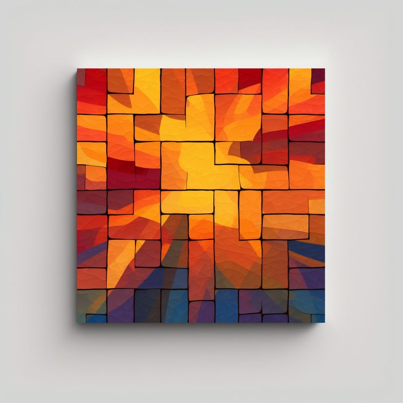 GENERICO - Pintura Decorativa Con Diseño De Mosaico 90x90 Cm