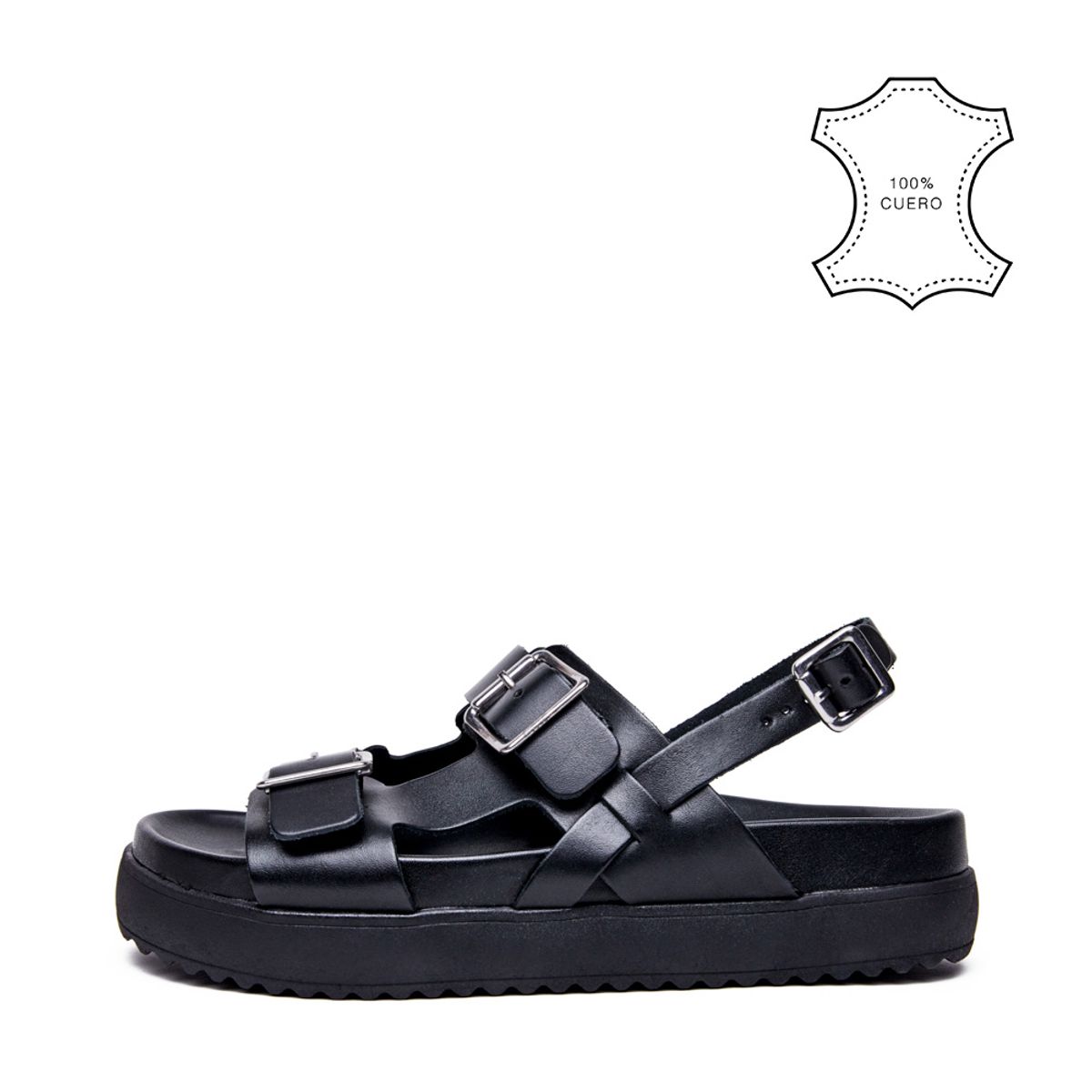 AMPHORA - Sandalia lalisa cuero negro