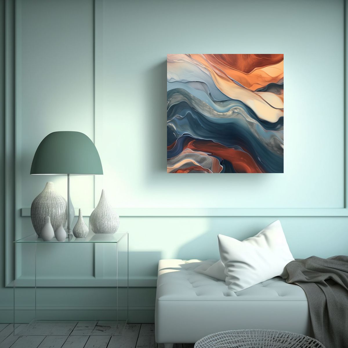 GENERICO - Pintura Abstracta Cuadrada Con Colores En El 90x90 Cm