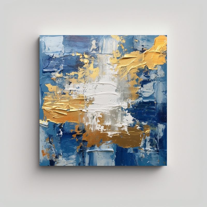 GENERICO - Cuadro Abstracto Azul Para Cocina Lienzo De Tela 60x60 Cm