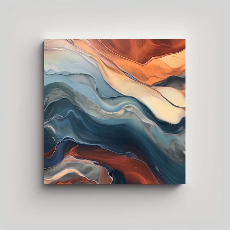 GENERICO - Pintura Abstracta Cuadrada Con Colores En El 50x50 Cm