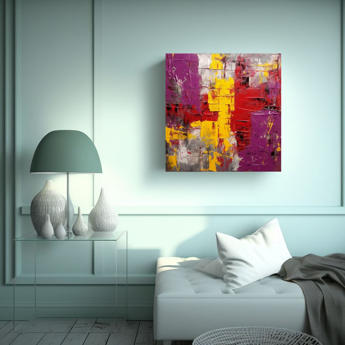 GENERICO - Pinturas Decorativas En Tonos Morado Rojo 80x80 Cm