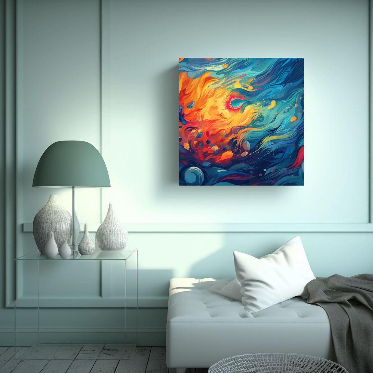 GENERICO - Pintura Decorativa Vibrante Para Dormitorio En 90x90 Cm