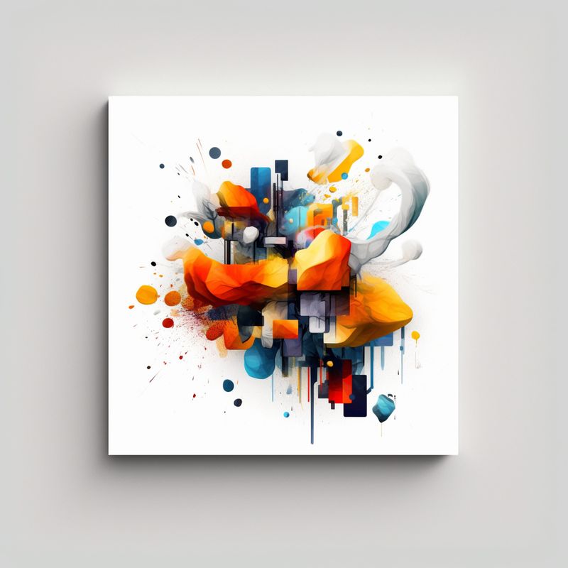 GENERICO - Pintura Abstracta En Colores Vivos Sobre Fondo 90x90 Cm