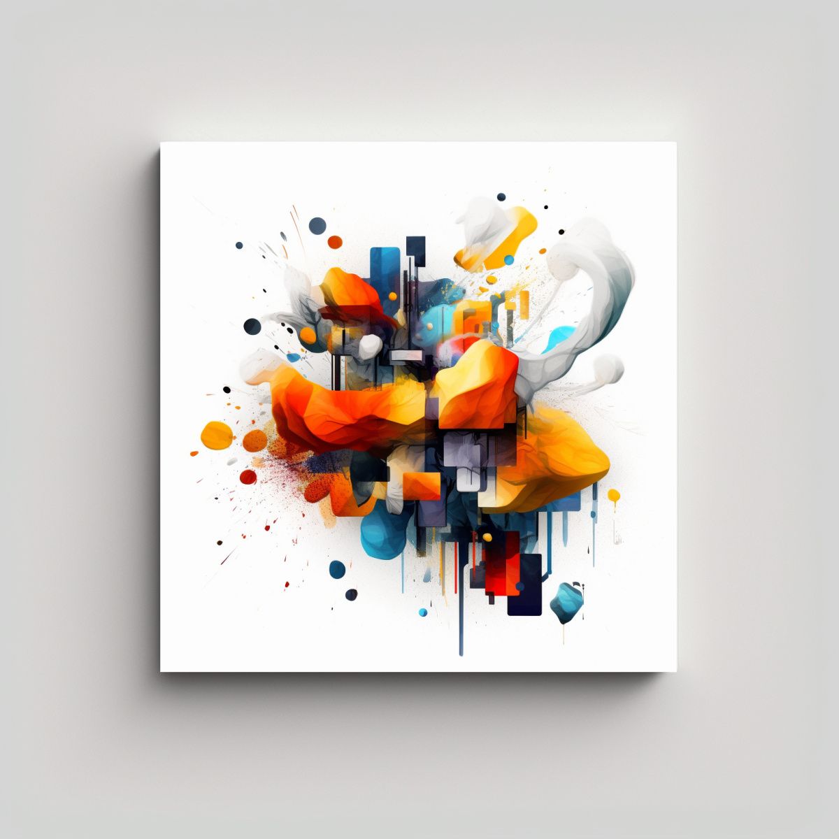 GENERICO - Pintura Abstracta En Colores Vivos Sobre Fondo 50x50 Cm