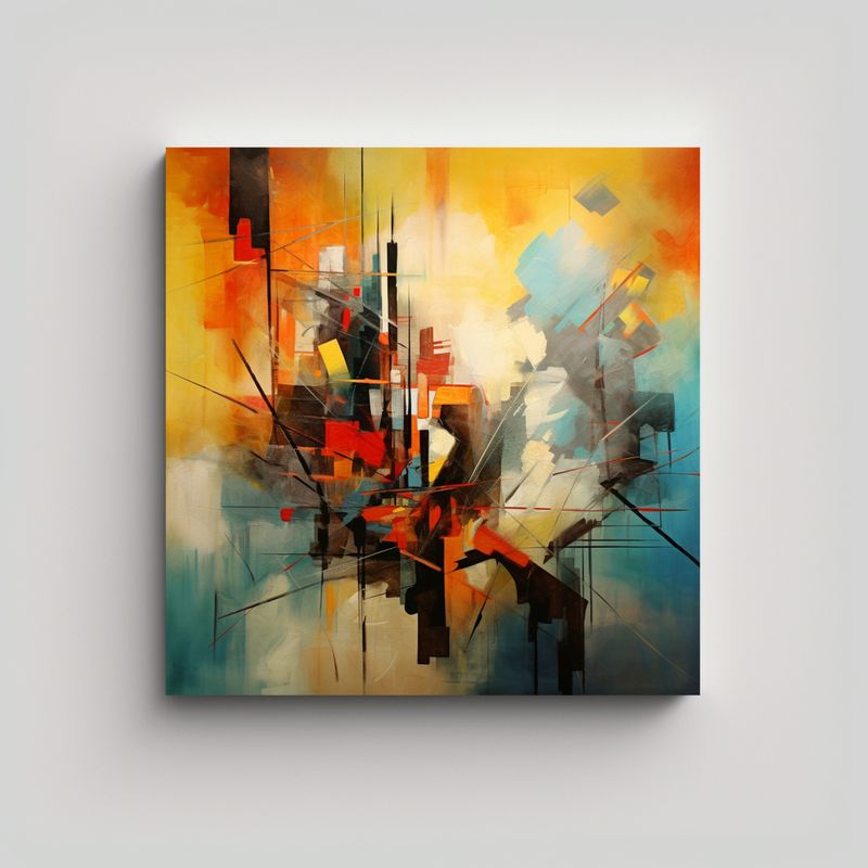 GENERICO - Pintura Abstracta De Pared Con Calidez En 90x90 Cm