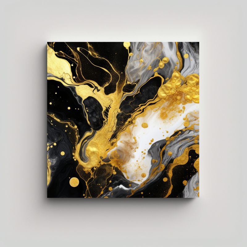 GENERICO - Pintura Acrílica Abstracta Con Venas Doradas 70x70 Cm