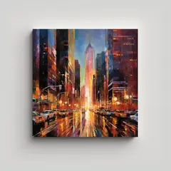 GENERICO - Cuadros De Arte Moderno: Paisaje Urbano En 80x80 Cm