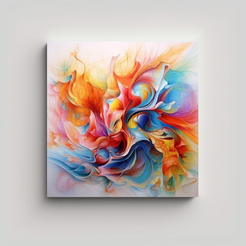 GENERICO - Cuadro Decorativo Con Líneas Suaves Y Colores 80x80 Cm