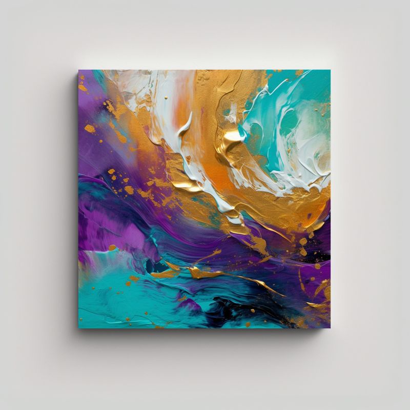 GENERICO - Lienzo De Tela Moderno Que Incorpora Una Pintura 80x80 Cm