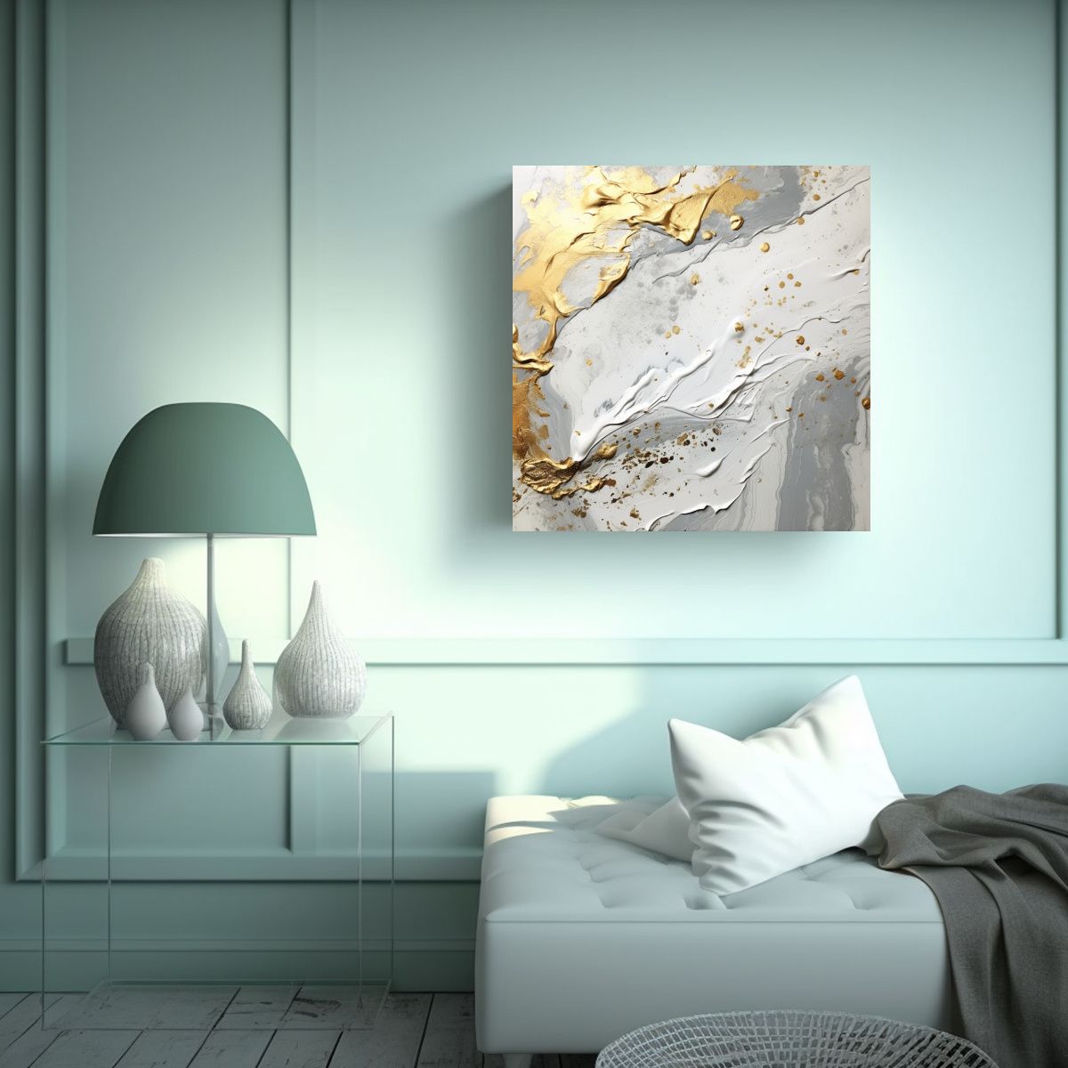 GENERICO - Pintura Acrílica Sobre Superficie De Mármol Con 50x50 Cm