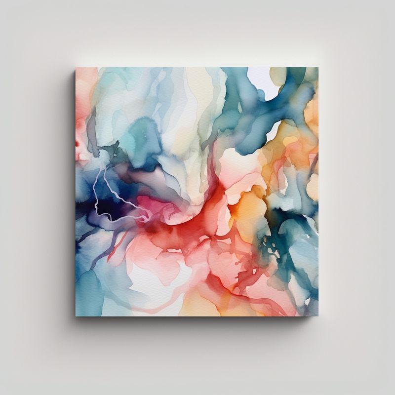GENERICO - Pintura Acuarela Abstracta Moderna Canva 80x80 Cm