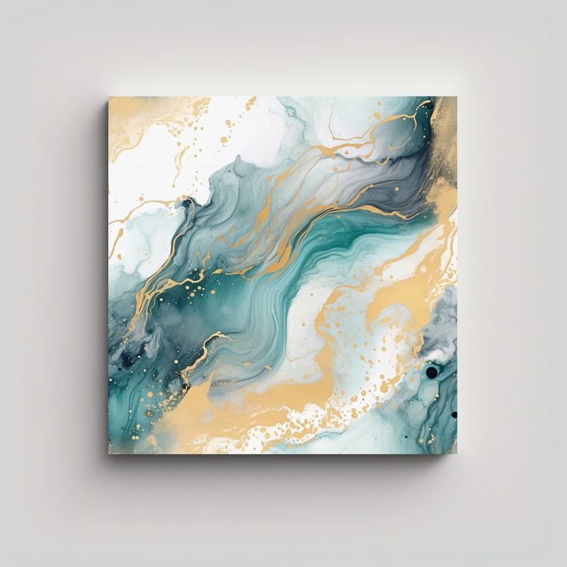 GENERICO - Pintura Abstracta De Paisaje Marino En Papel 80x80 Cm