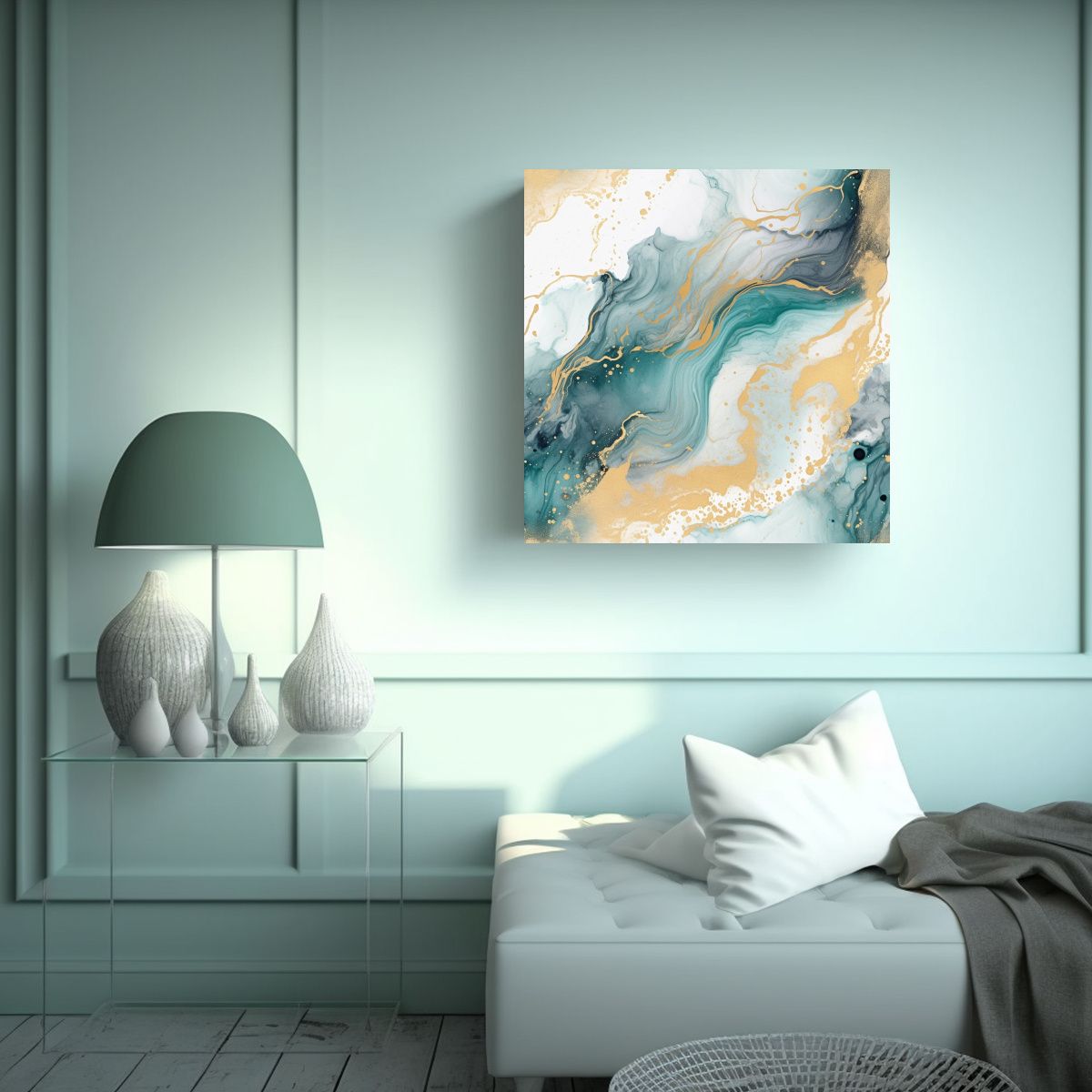 GENERICO - Pintura Abstracta De Paisaje Marino En Papel 60x60 Cm