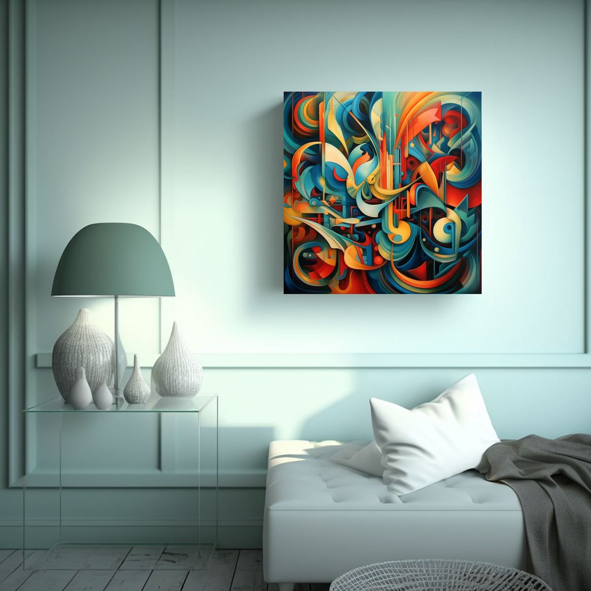 GENERICO - Cuadro Arte Abstracto Decoración Figuras 60x60 Cm