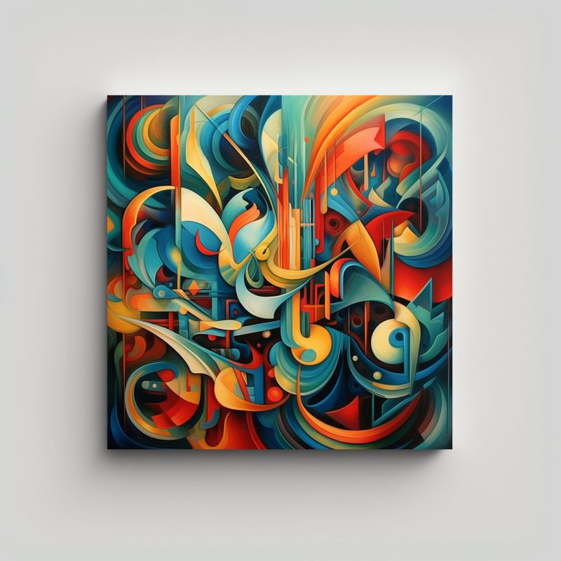 GENERICO - Cuadro Arte Abstracto Decoración Figuras 70x70 Cm