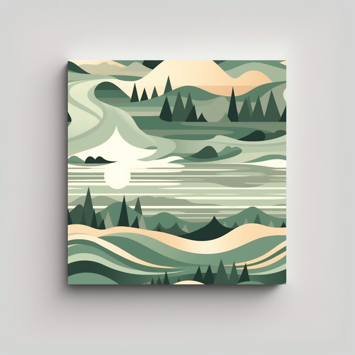 GENERICO - Cuadro Fjord Cuadro Minimalista De Paz 90x90 Cm