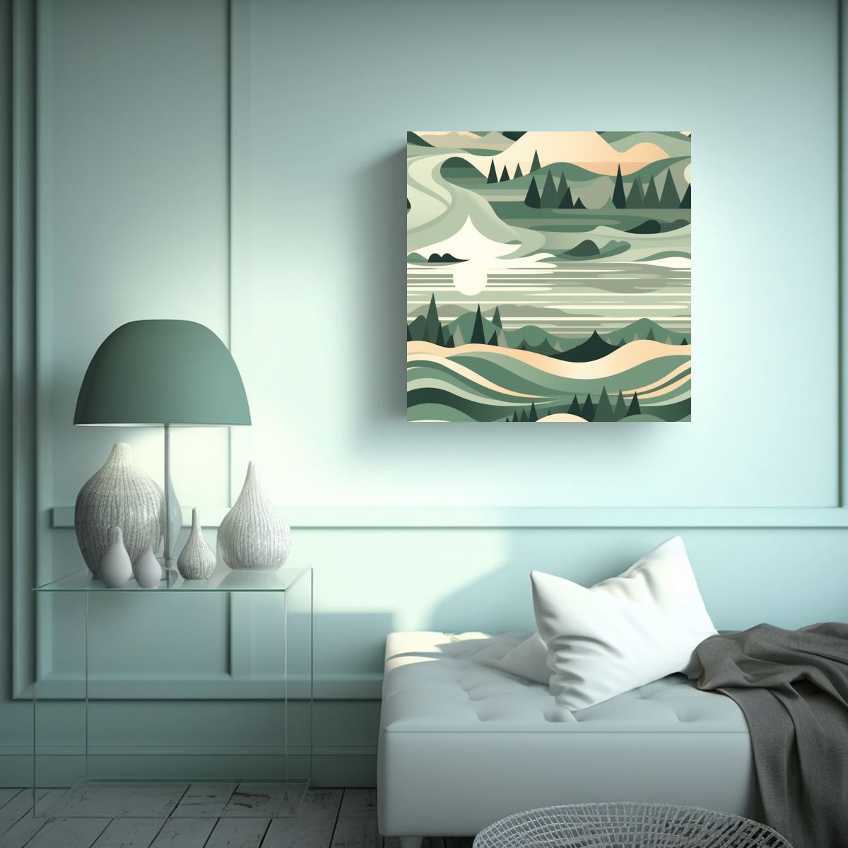 GENERICO - Cuadro Fjord Cuadro Minimalista De Paz 90x90 Cm