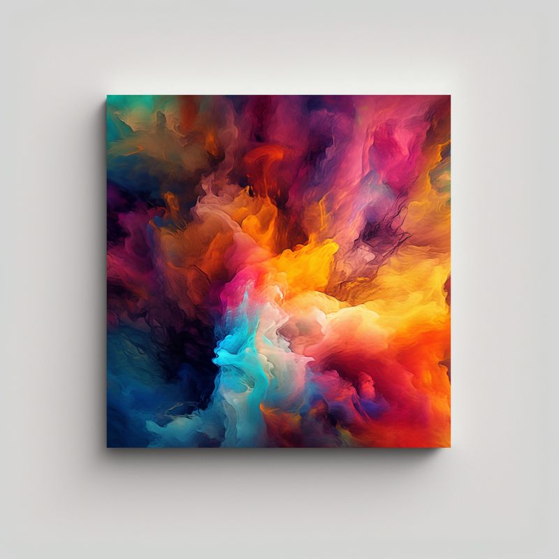 GENERICO - Tela En Bastidor Tema Colores Vibrante Abstracto 70x70 Cm