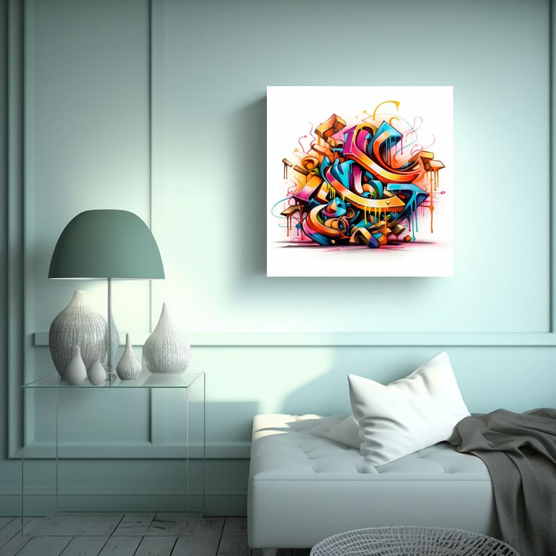 GENERICO - Pintura Decorativa Abstracta Con Letras De 90x90 Cm