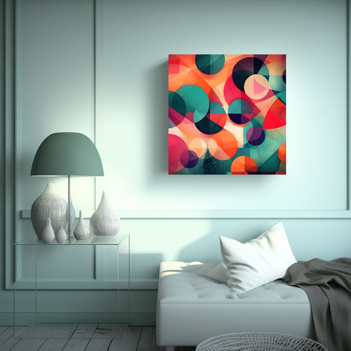 GENERICO - Fondo Abstracto Geométrico Con Círculos Y 80x80 Cm