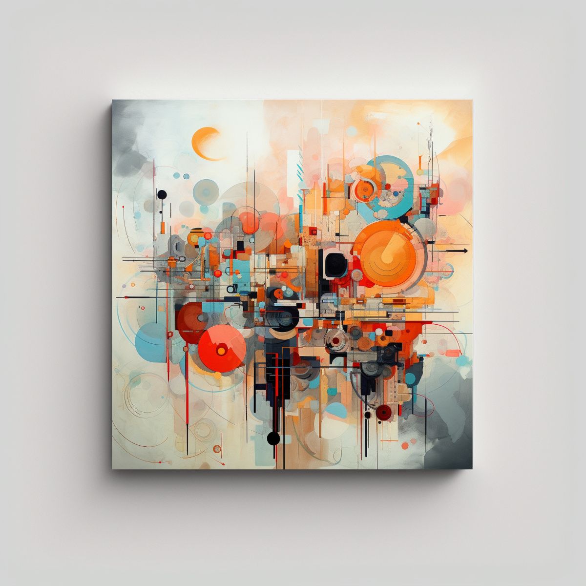 GENERICO - Pinturas Abstractas De Pared En Tonos Majestuosos 90x90 Cm.