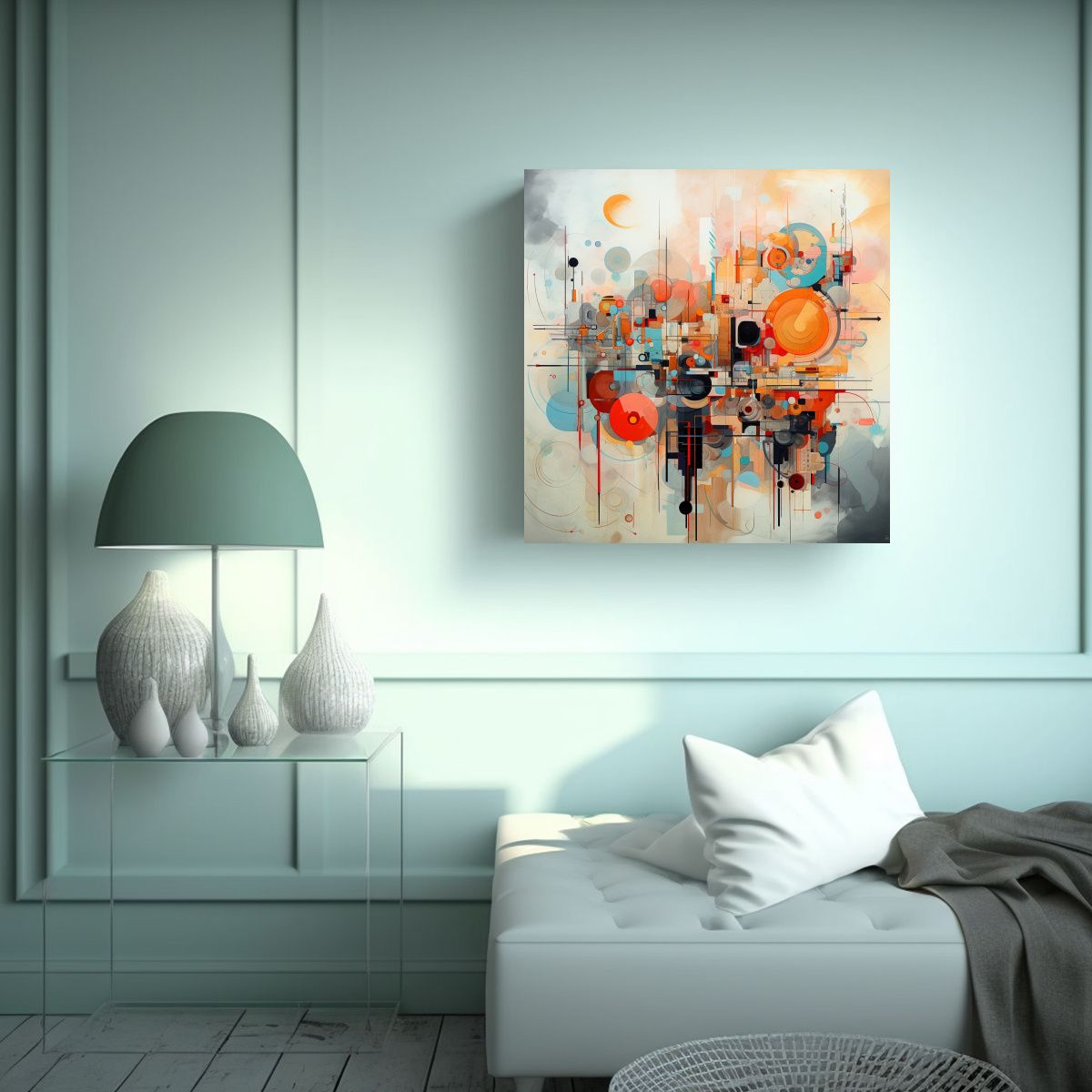 GENERICO - Pinturas Abstractas De Pared En Tonos Majestuosos 90x90 Cm.