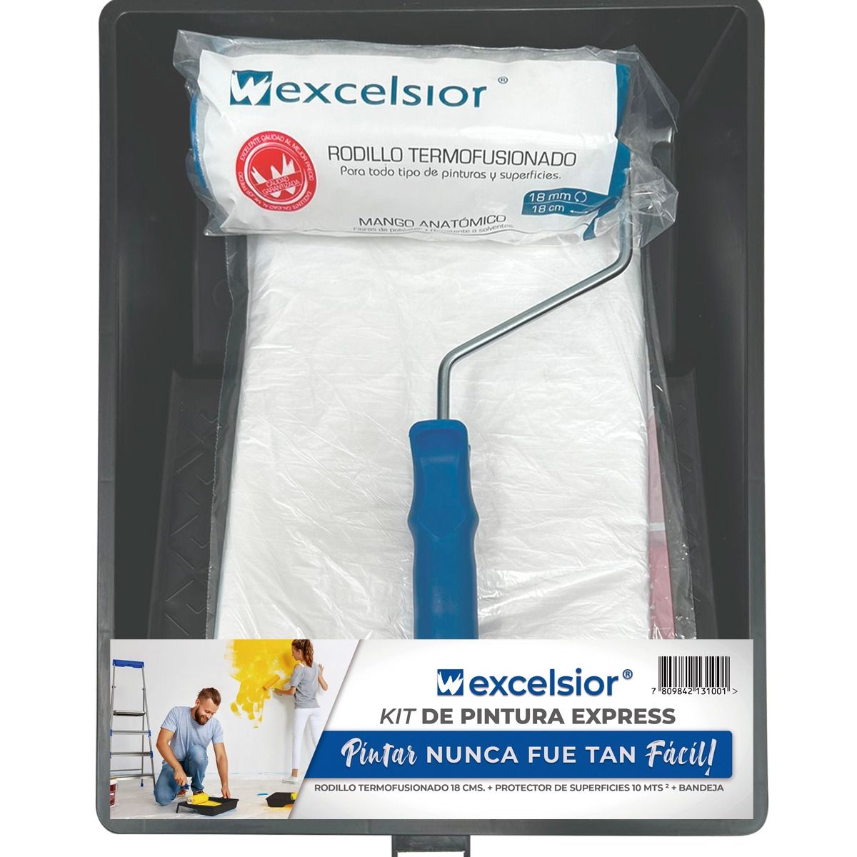 WESSER - Set Para Pintar Rodillo Excelsior + Protector + Bandeja