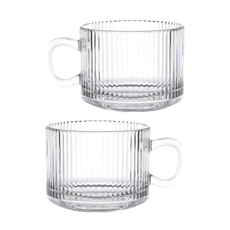 GENERICO - Set de 2 Tazas de Vidrio con Relieve - 495 ml