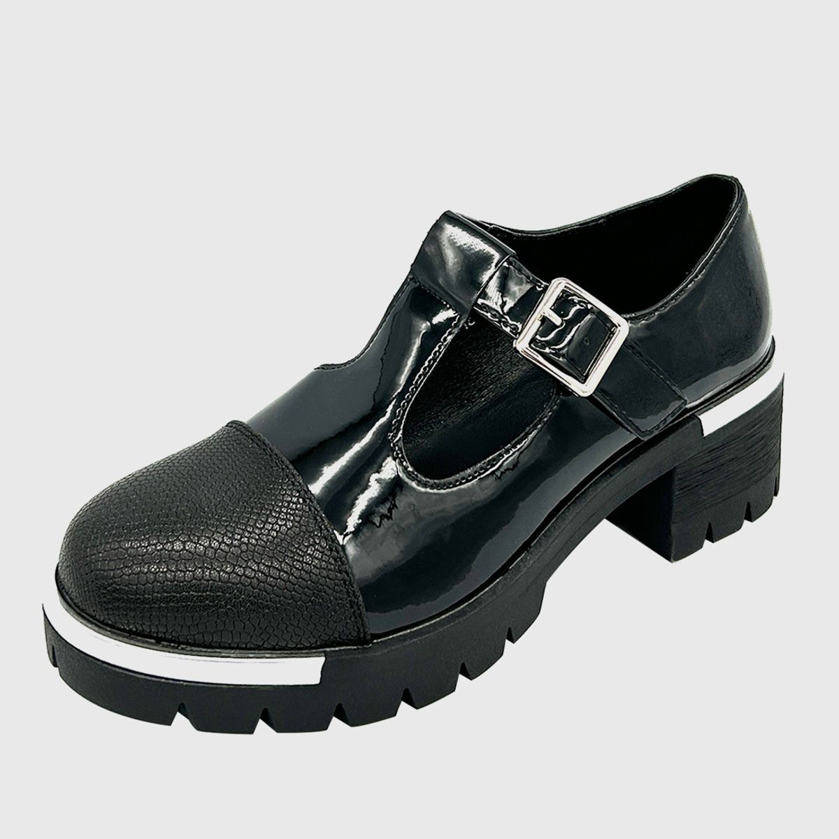 DINASTELLA - Zapato para mujer con taco bajo Mary jane Negro