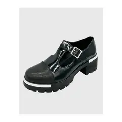 DINASTELLA - Zapato para mujer con taco bajo Mary jane Negro