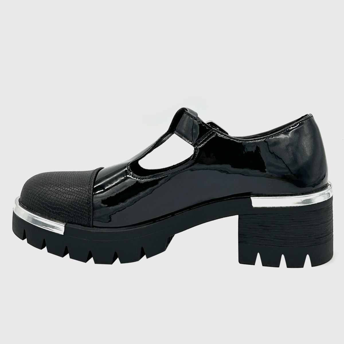 DINASTELLA - Zapato para mujer con taco bajo Mary jane Negro