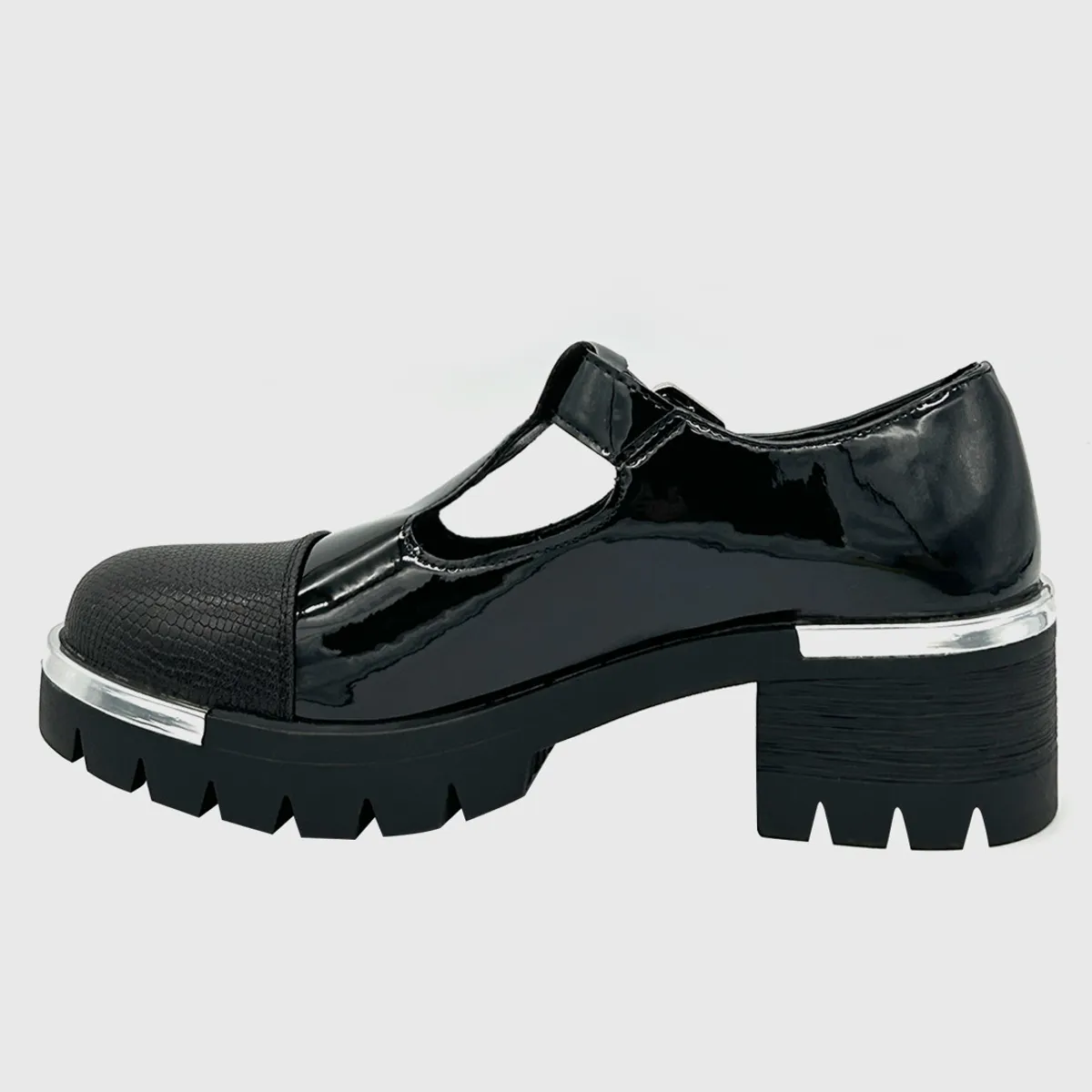 DINASTELLA - Zapato para mujer con taco bajo Mary jane Negro