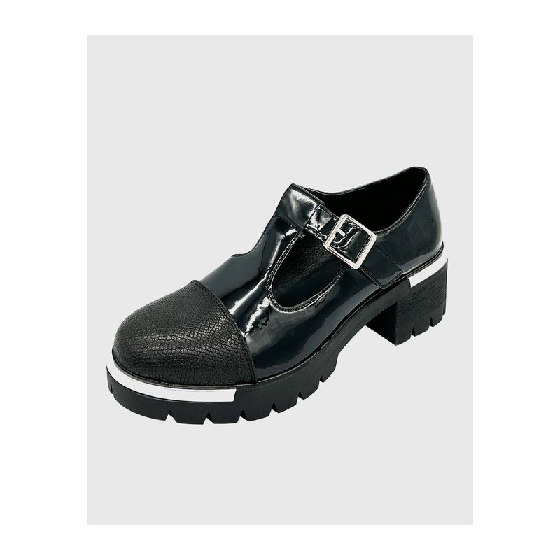 DINASTELLA - Zapato para mujer con taco bajo Mary jane Negro