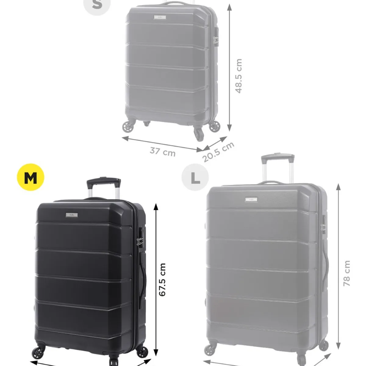 TOTTO - Totto Maleta Mediana Rigida Carry On 4 Ruedas 360 RAY002