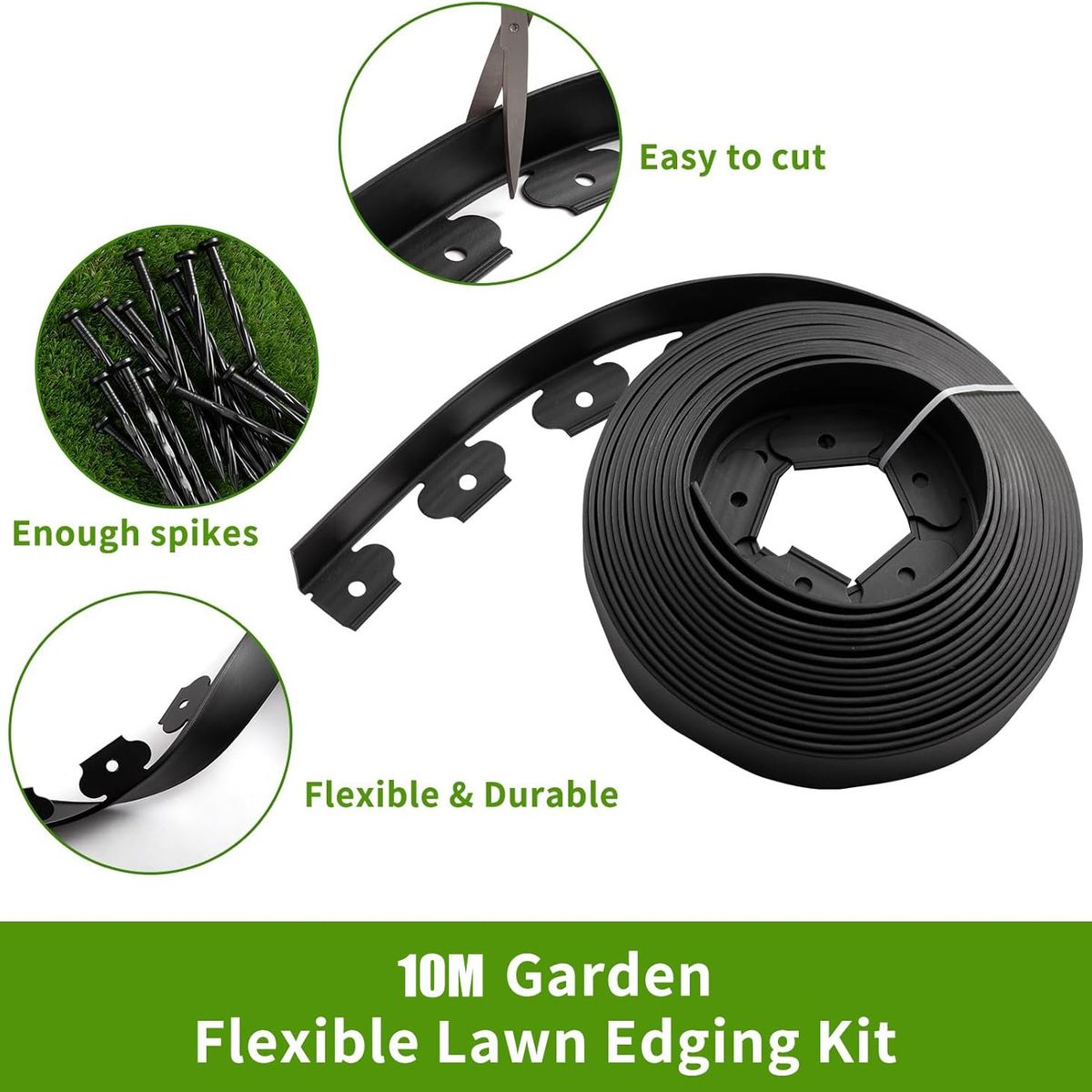 KUANGYE - Limitador De Jardín Separador De Césped Burlete 10m Largo