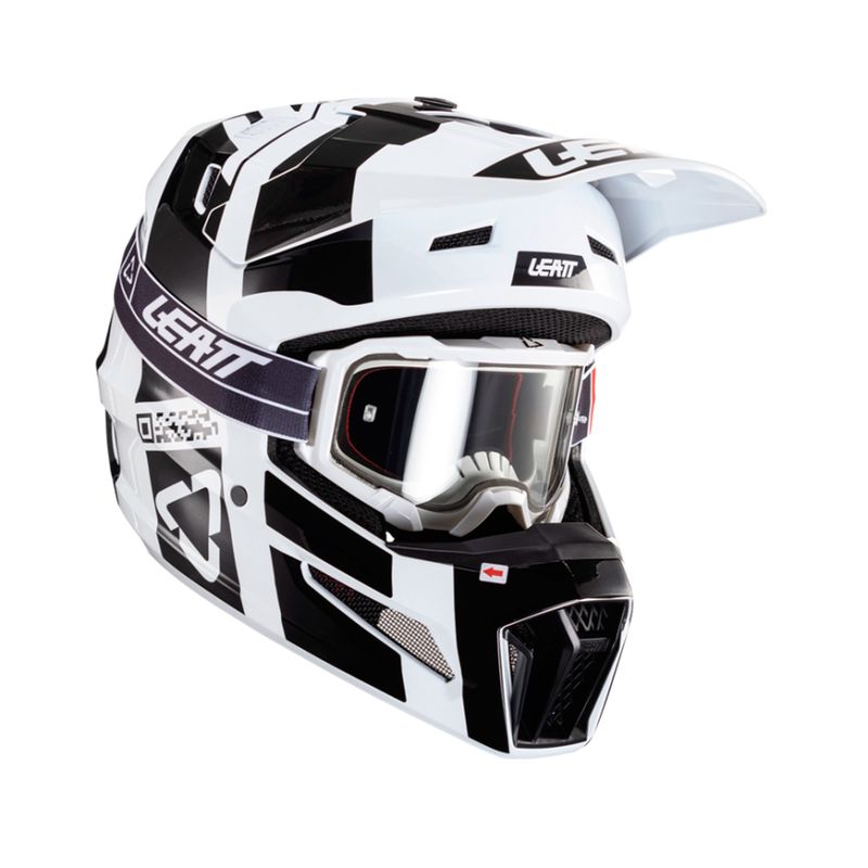 LEATT - Kit Leatt Casco Con Antiparra Moto 3.5 V24 Negro Blanco L